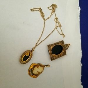 Lot of GOLDFILLED VINTAGE 4pc CHAIN 18 inch,3 PENDANTS .